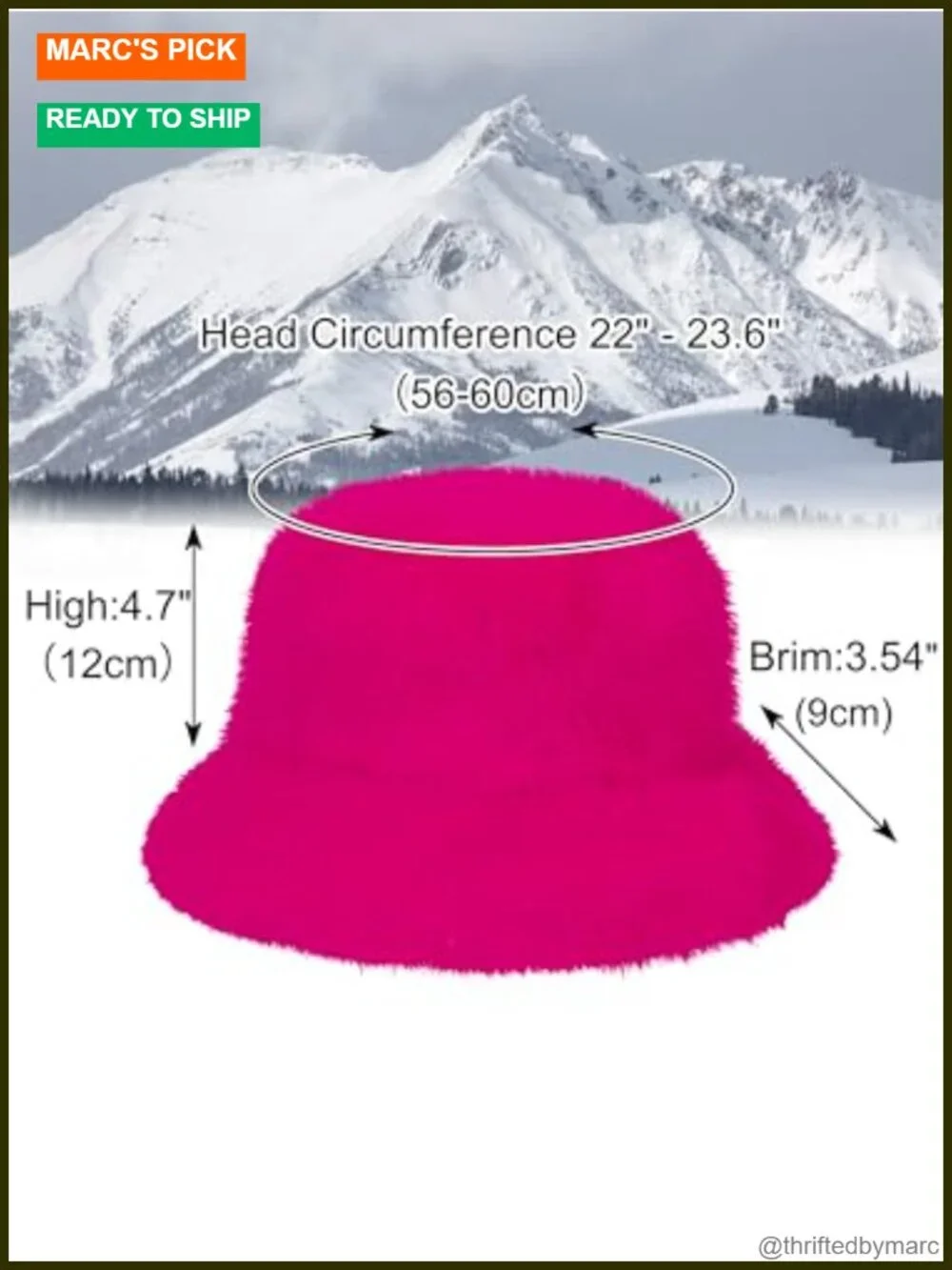 Faux Fur Bucket Hat Winter Fisherman Cap Women Fuzzy Wide Brim